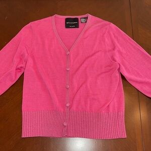 MICHAEL SIMON Pink Silk Metallic Cardigan Lady Sweater   Size M - R